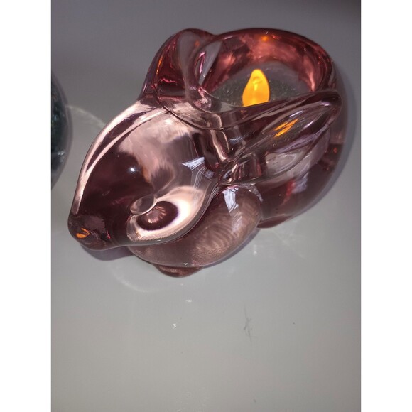 Glass Bunny & Sleeping Cat Votive Candle Holders - Picture 2 of 12